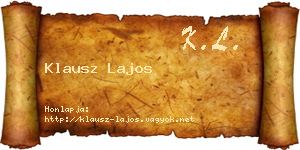 Klausz Lajos névjegykártya